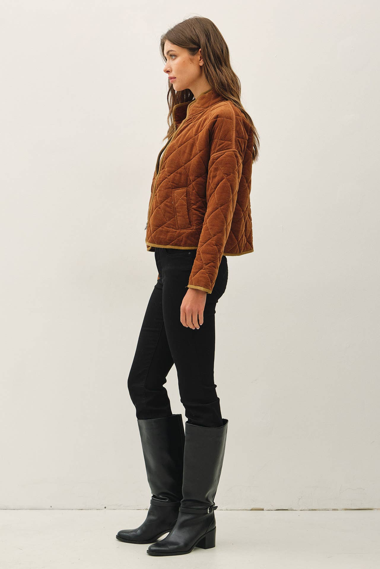 Corduroy Quilting Cropped Jacket