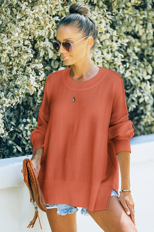 Dropped Shoulder Sweater | Marsala