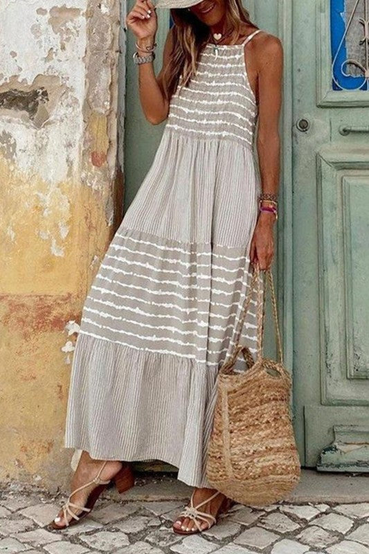 Bohemian Stripe Maxi Dress