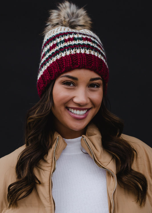 Striped Pom Hat