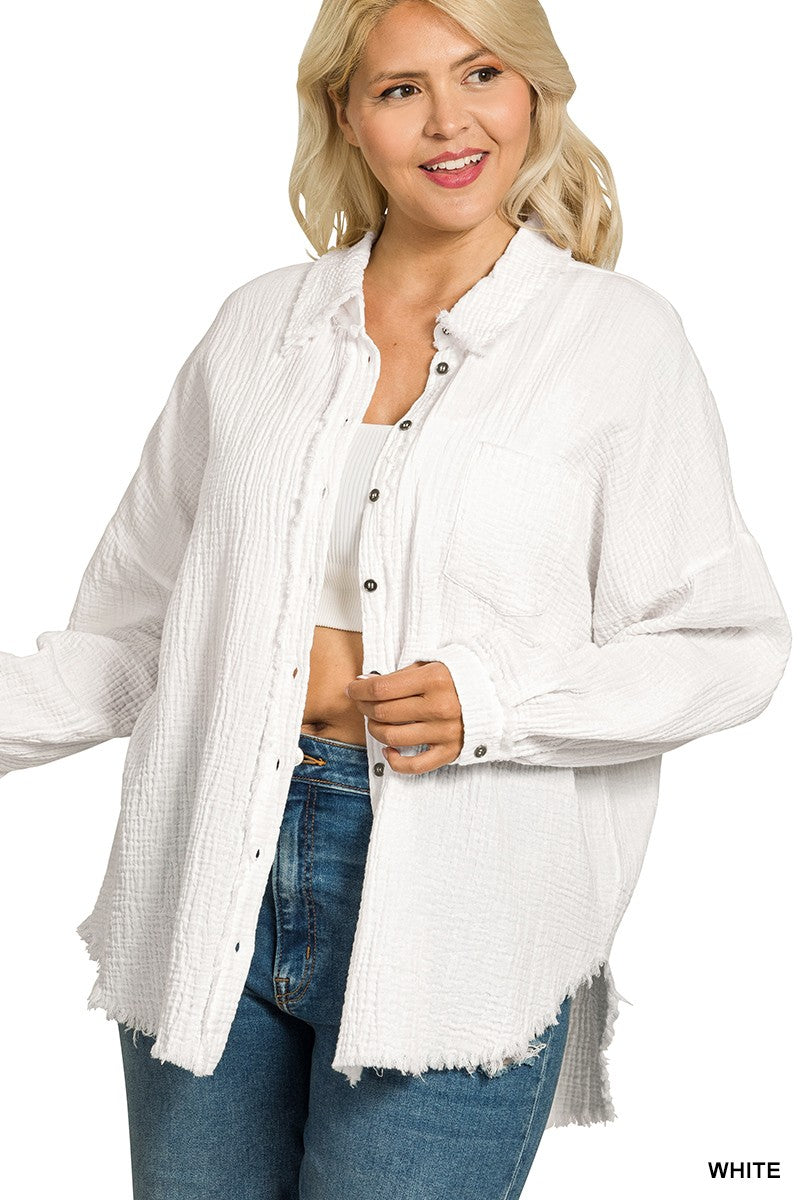 Gauze Oversized Button-Up