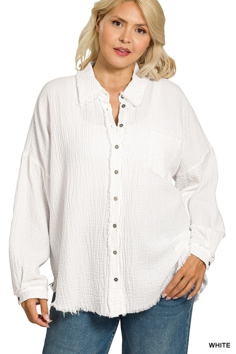 Gauze Oversized Button-Up