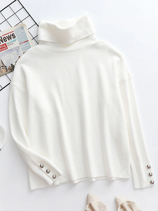 Casual Turtleneck with Button Detail
