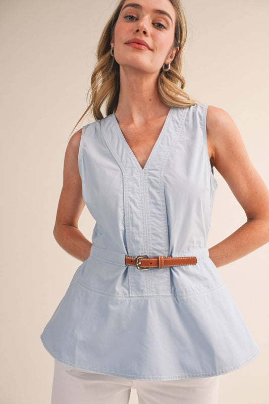 Peplum Belted Top