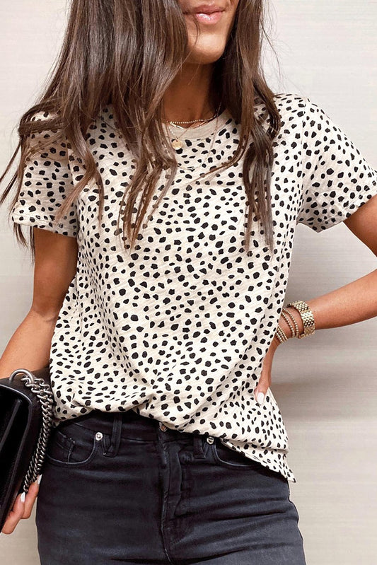 Cheetah Print T Shirt-Apricot