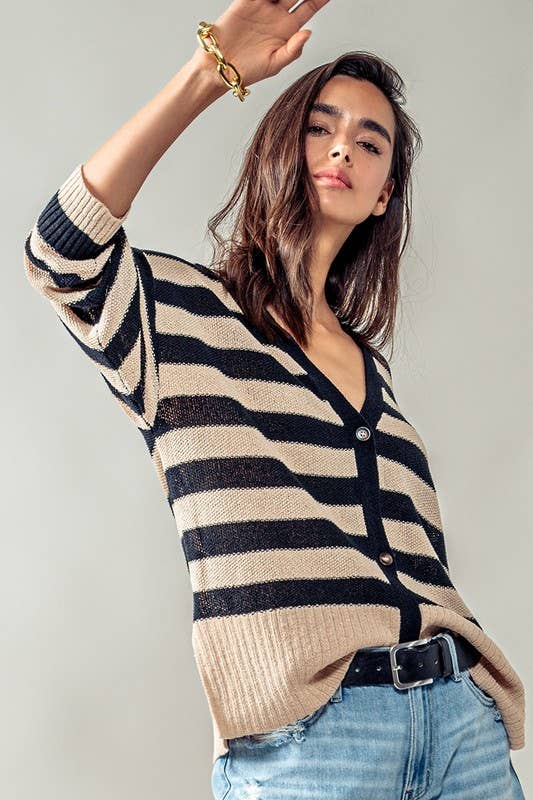 Cozy and Free Striped Cardigan