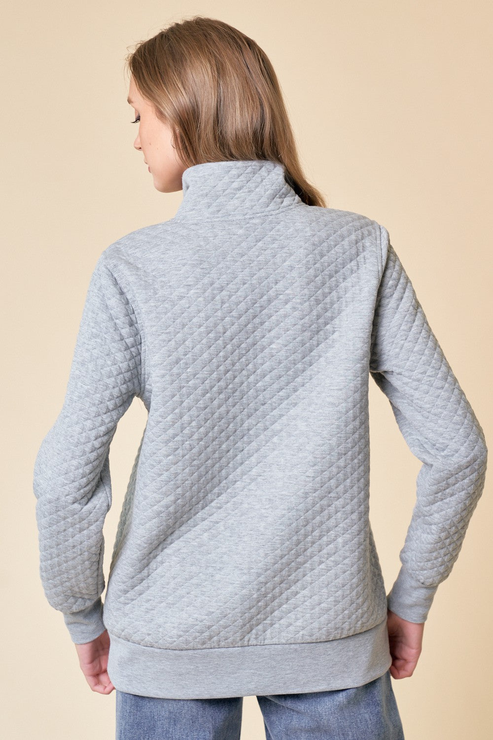 Quilted Pullover | Heather Grey