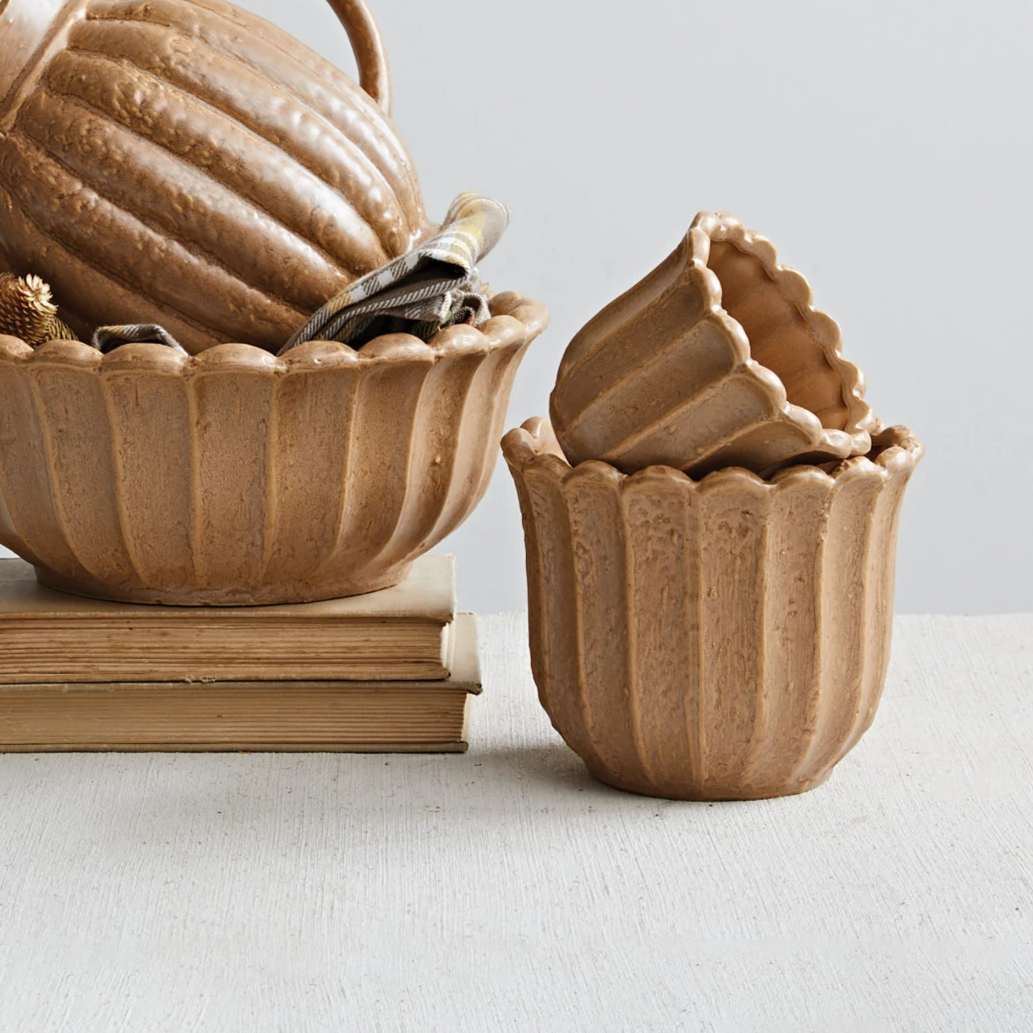 Stoneware Flower Shaped Planter