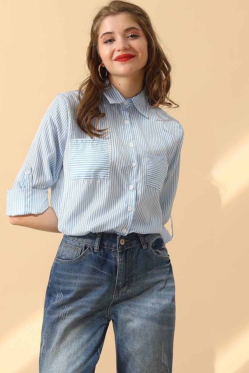 Striped Button Down Blouse