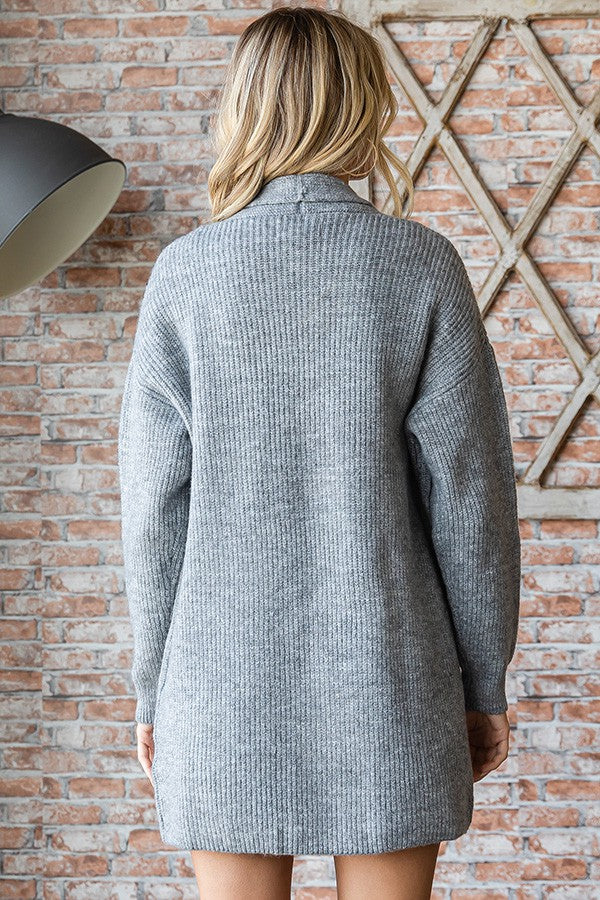 Shawl Collar Open Cardigan | Heather Grey