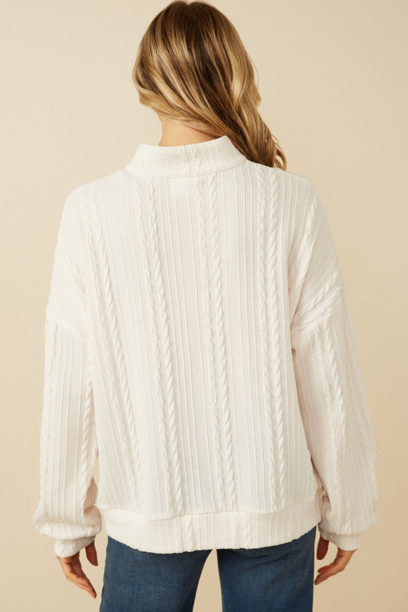 Cable Knit Half Zip Top