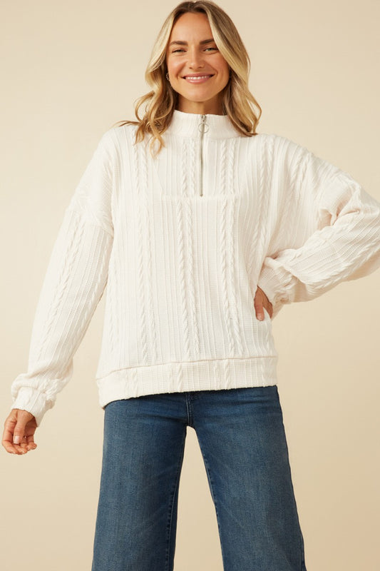 Cable Knit Half Zip Top