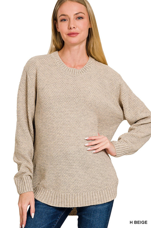 Round Hem Sweater | Heather Beige