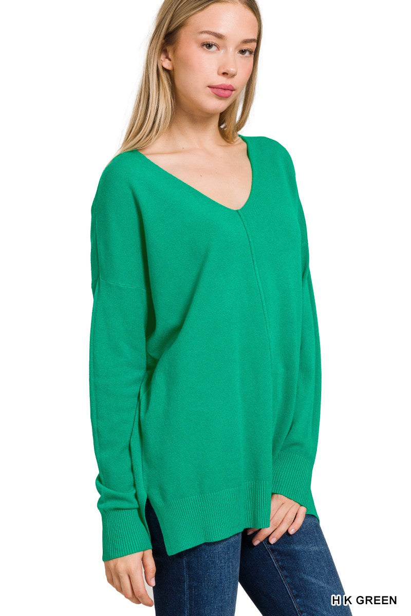 Viscose Front Seam Sweater| Kelly Green