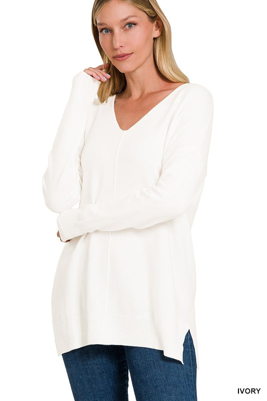 Viscose Front Seam Sweater | Ivory