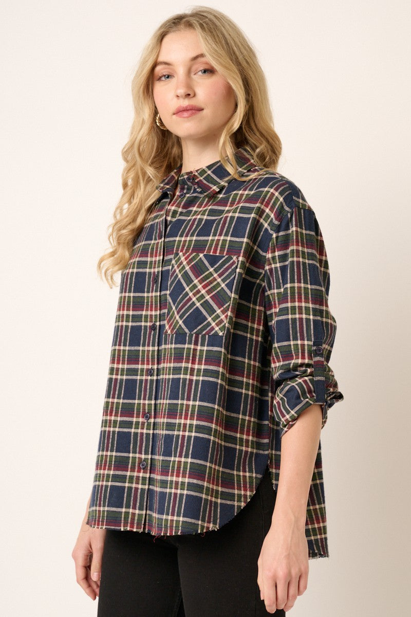 Plaid Print Buttoned Shirt
