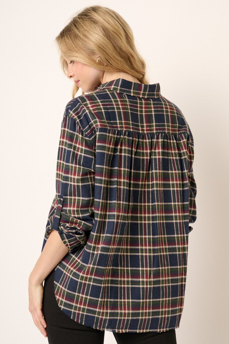 Plaid Print Buttoned Shirt