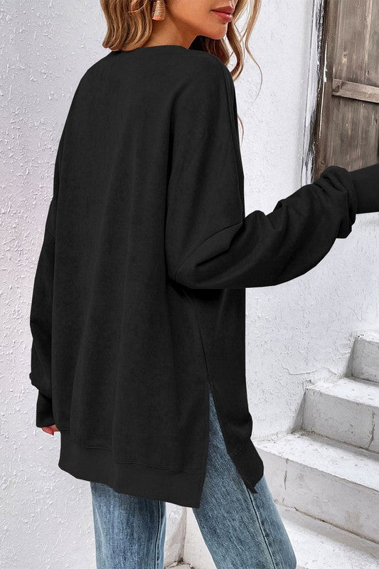 Drop Shoulder Sweatshirt | Mineral Washed Black