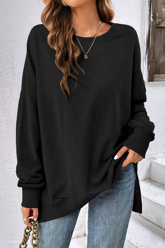 Drop Shoulder Sweatshirt | Mineral Washed Black