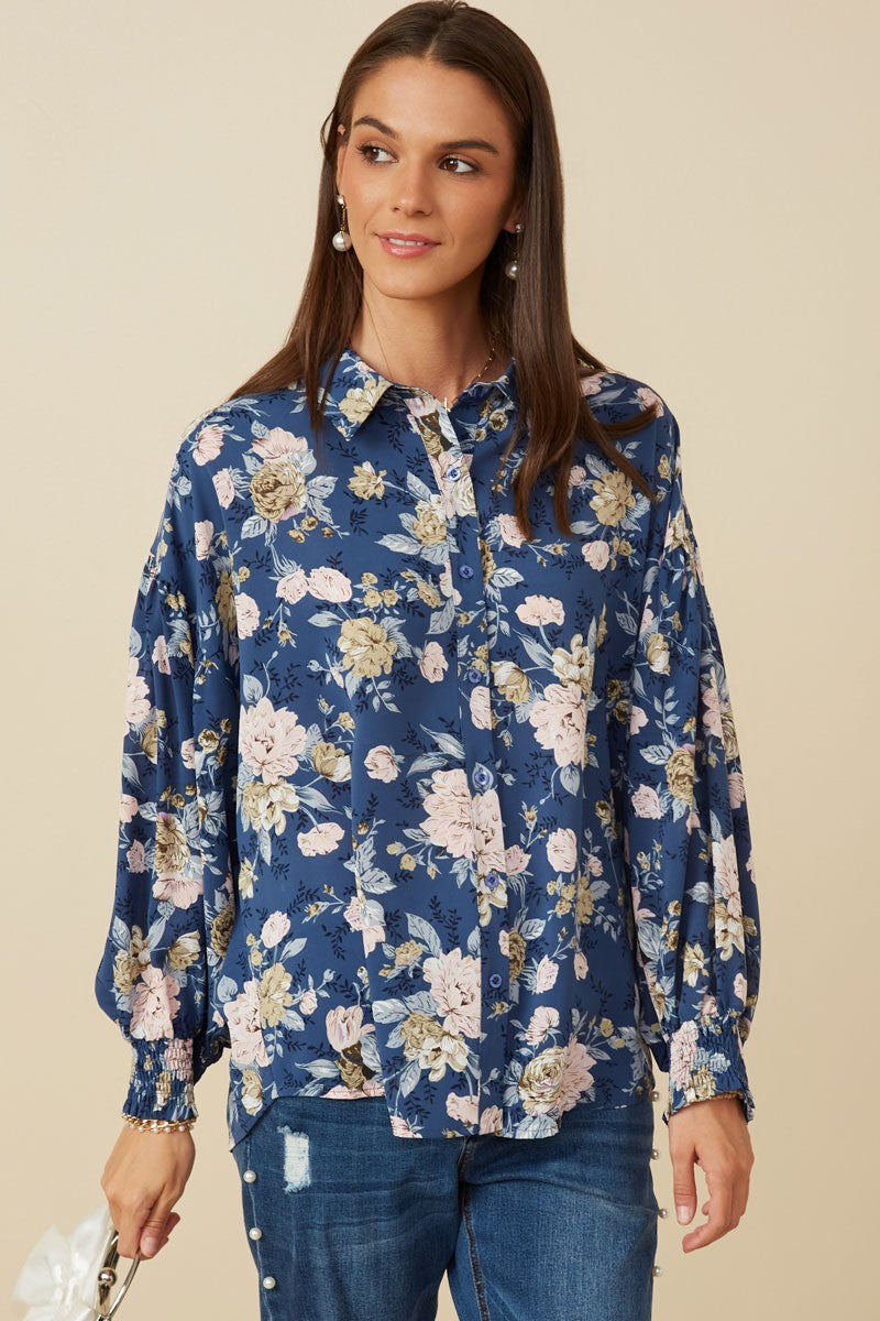 Floral Smocked Shirt