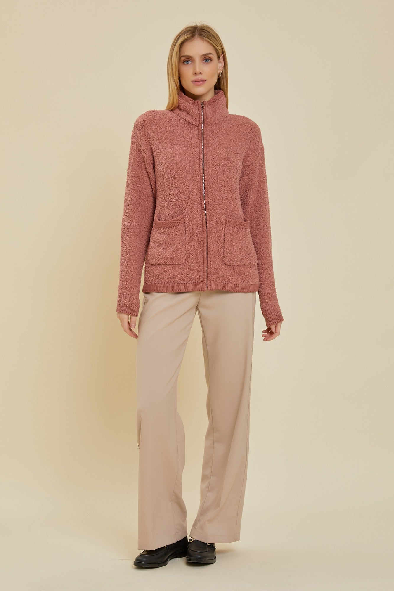 Zip-Up Jacket | Marsala