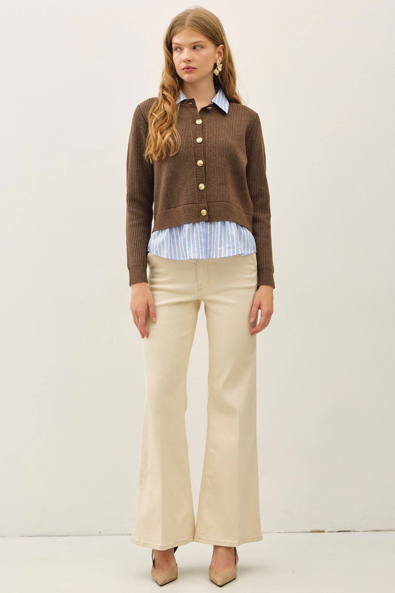 Layered Look Cardigan | Brown
