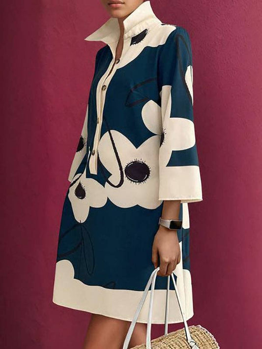 A-Line Stand Collar Mini Dress