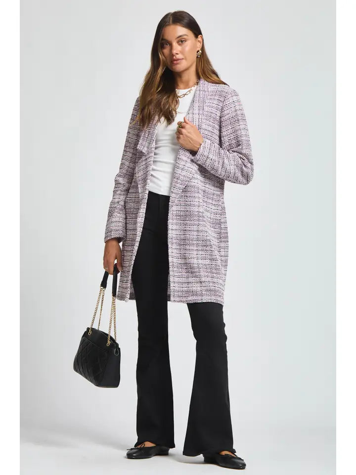 Open Front Midi Blazer | Lavender & Ivory