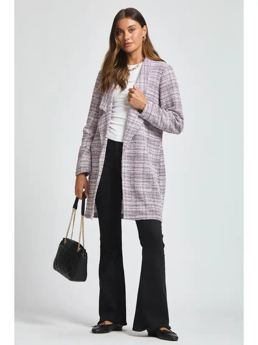 Open Front Midi Blazer | Lavender & Ivory