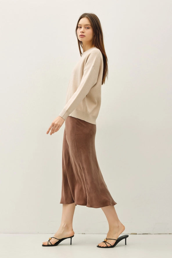 Crew Neck Boxy Fit Sweater | Cream Beige