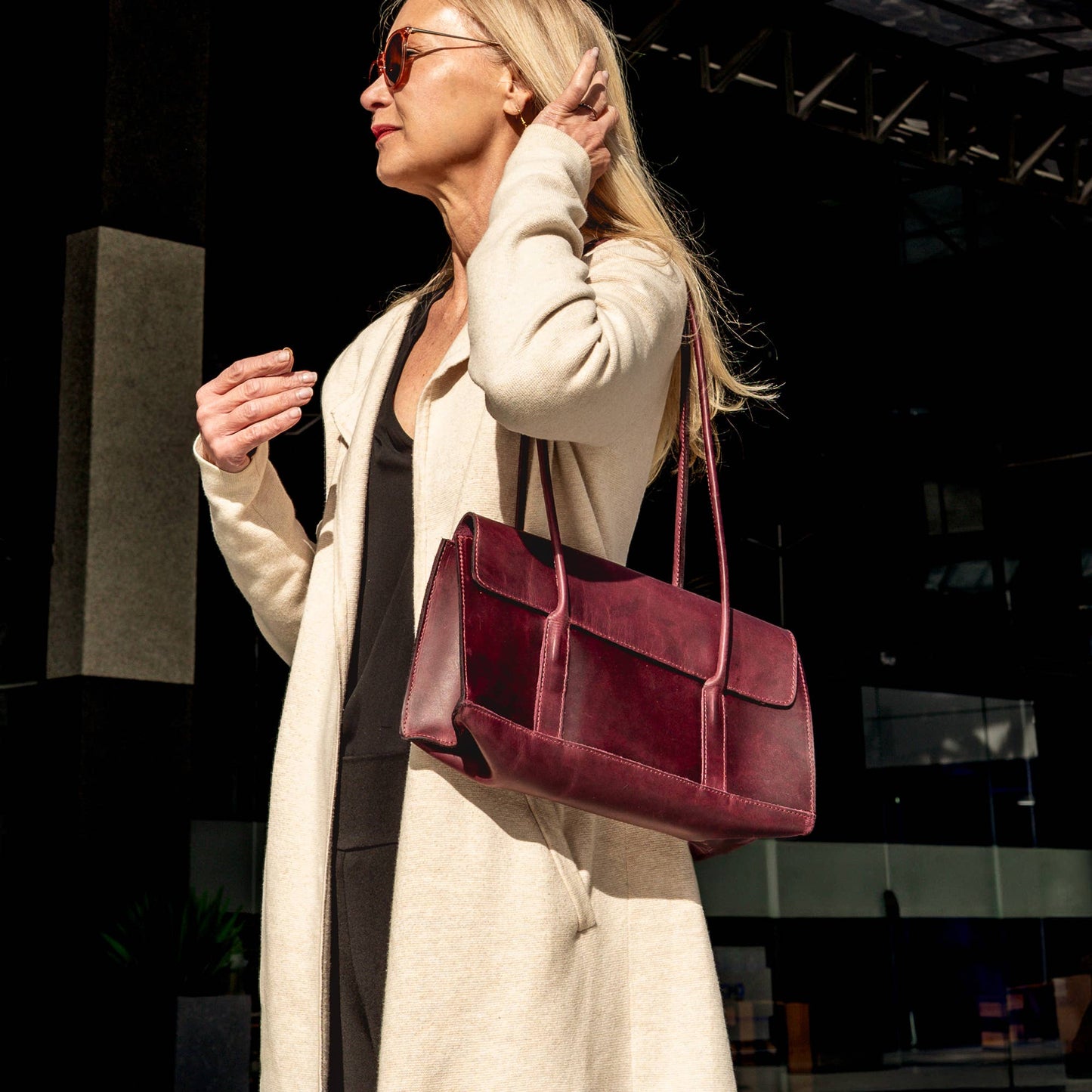 East-West Shoulder Bag in Mulberry