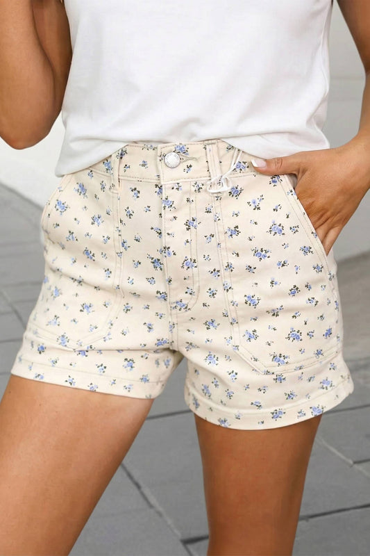Floral Print Denim Shorts