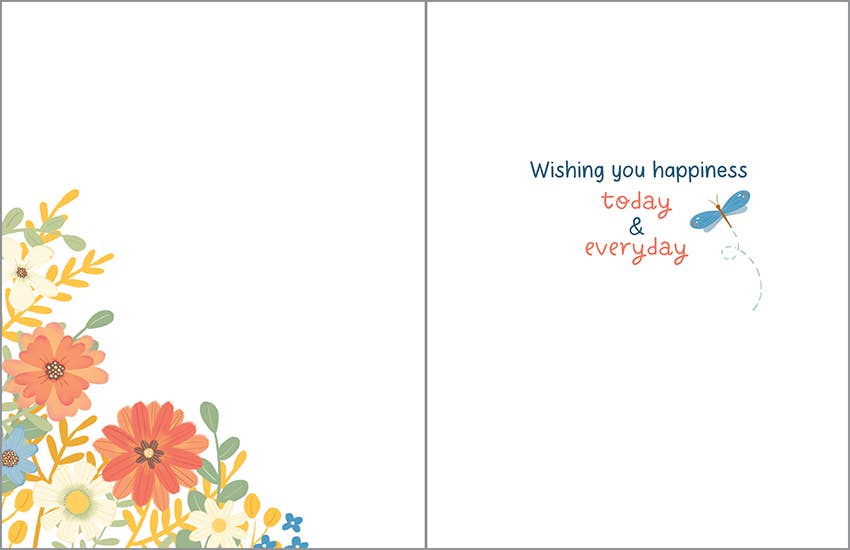 Birthday Card | Dragonfly Flowers