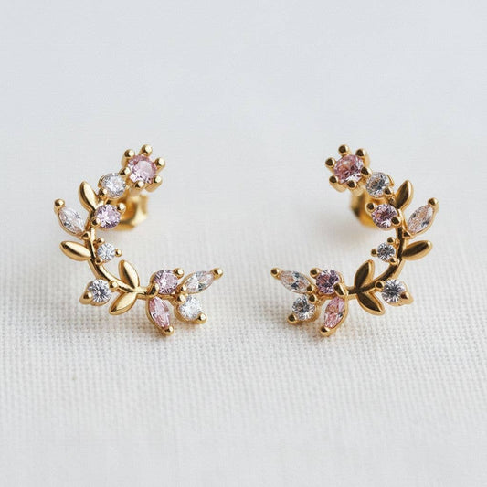 Flower Leaf C-Shape Earrings