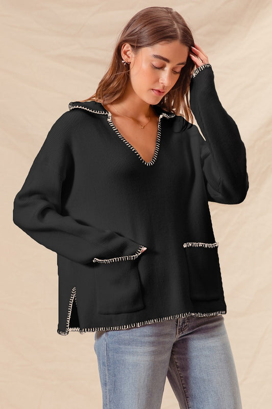 Contrast Blanket Stitch Sweater