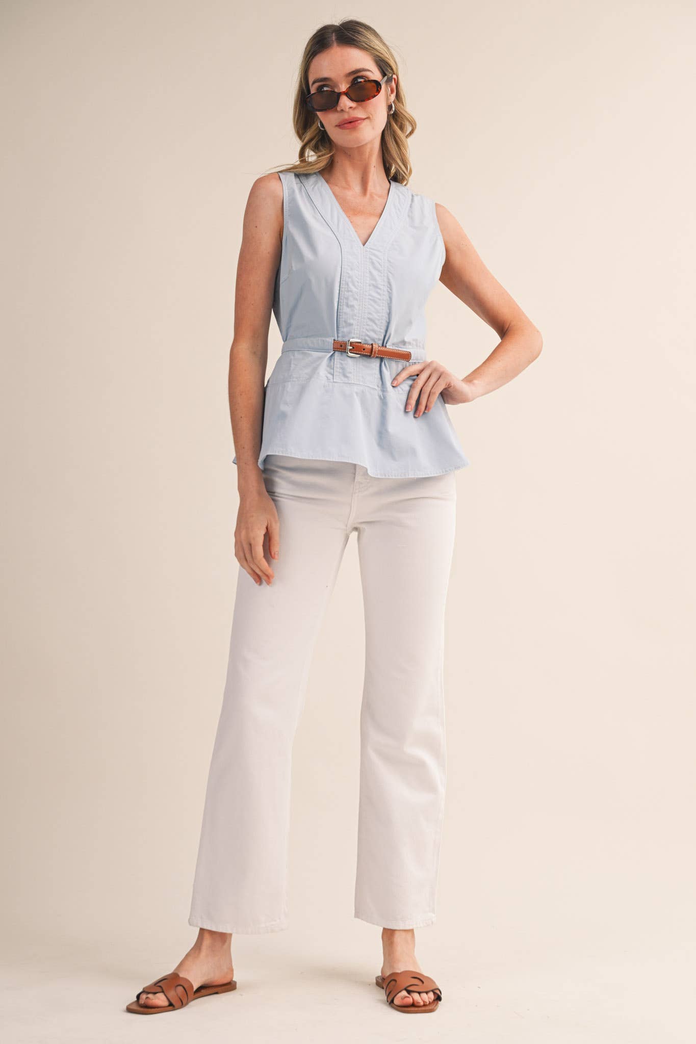 Peplum Belted Top