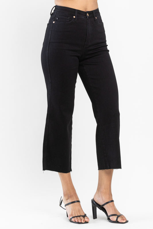 High Waist | Wide Leg Crop | Black