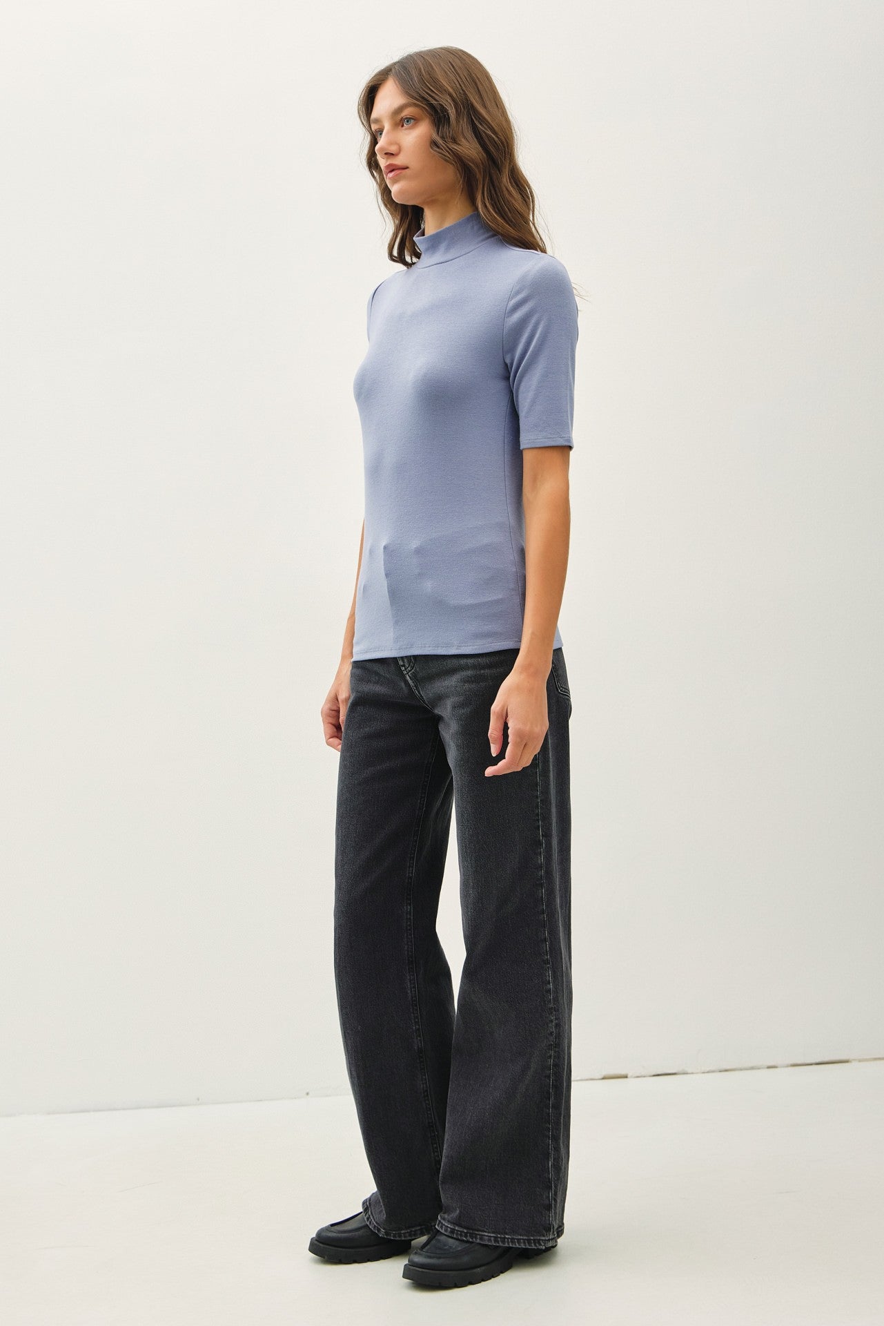 Short Sleeve Turtleneck | Slate Blue