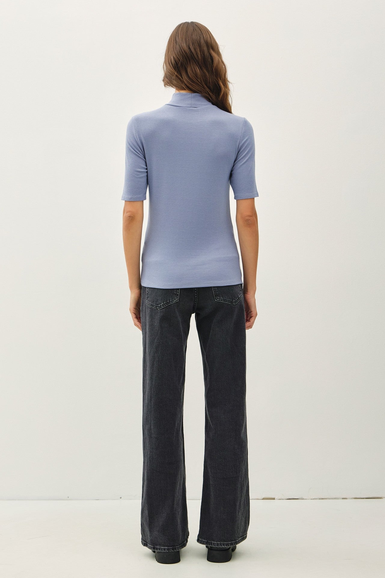 Short Sleeve Turtleneck | Slate Blue