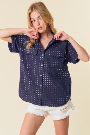 Printed Utility Shirt | Navy