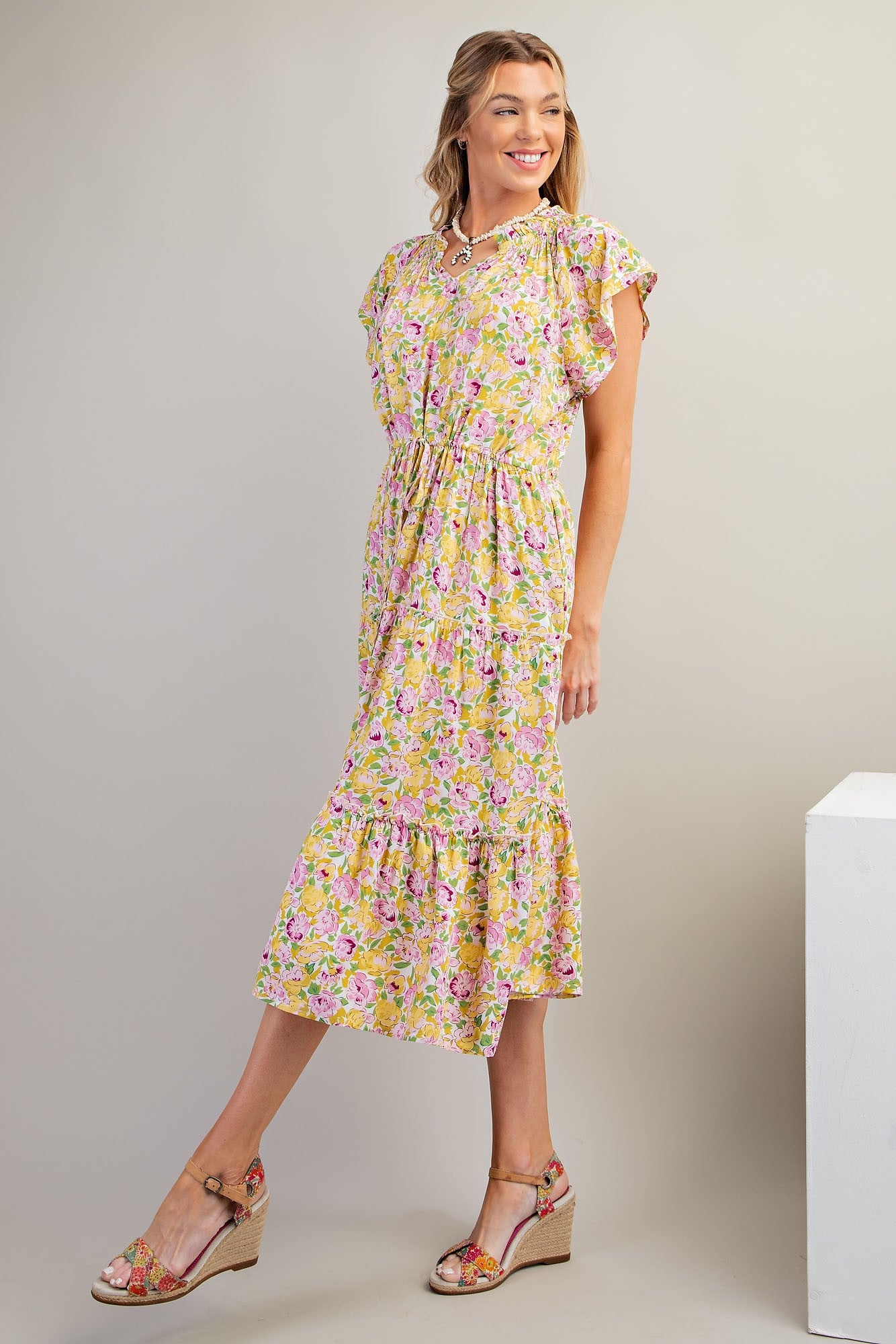 Floral Printed Rayon Challis Dress