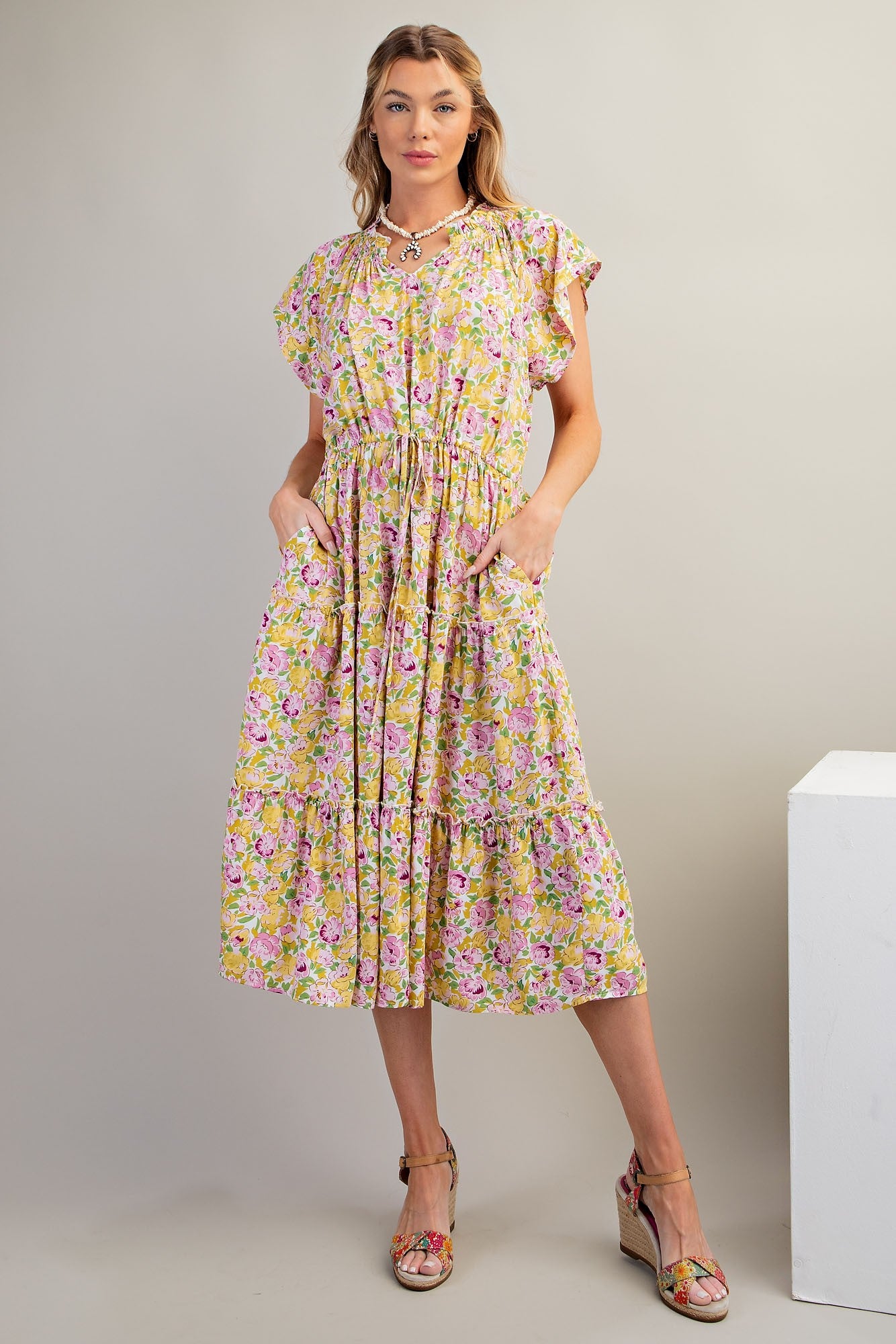 Floral Printed Rayon Challis Dress