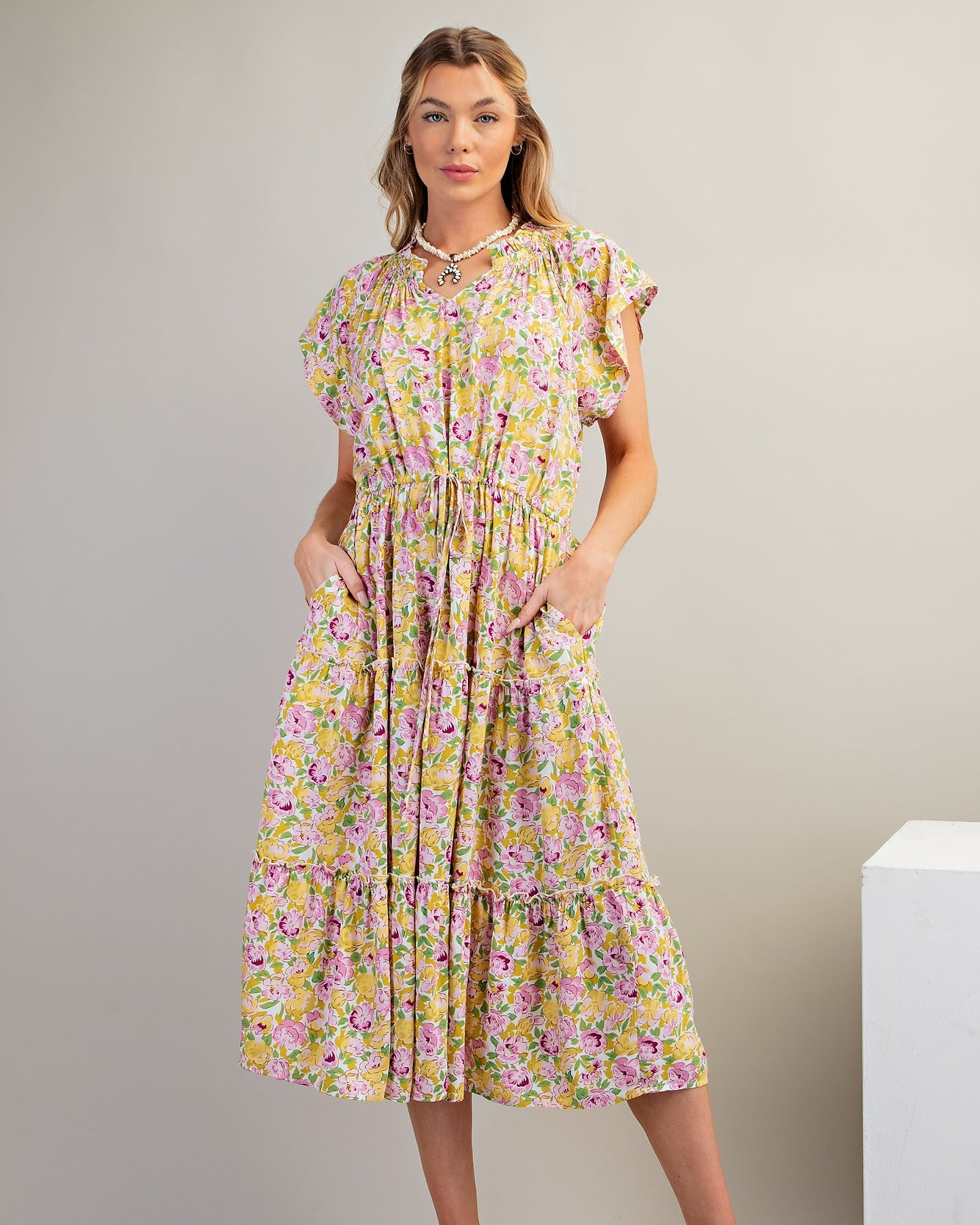 Floral Printed Rayon Challis Dress