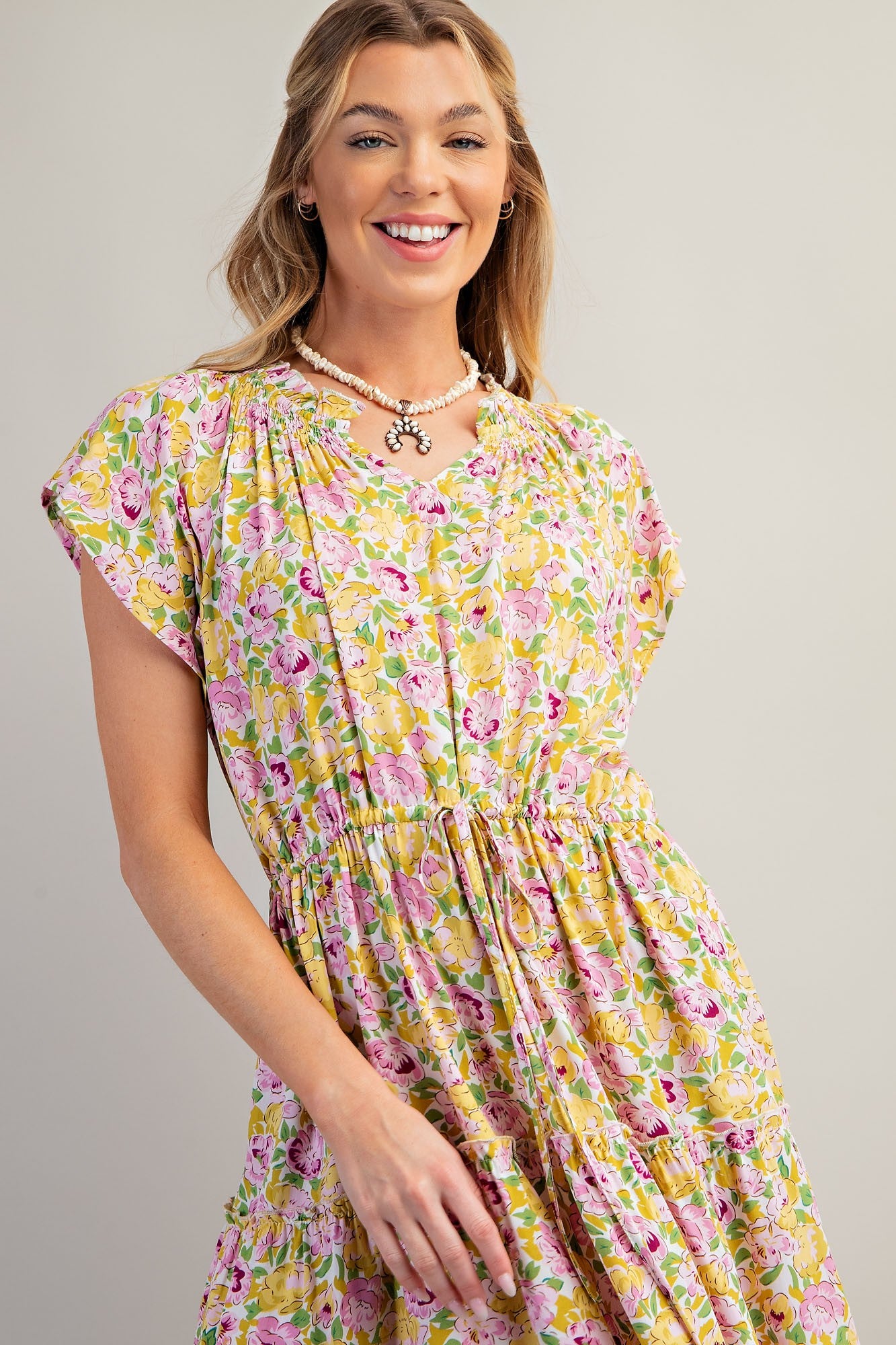 Floral Printed Rayon Challis Dress