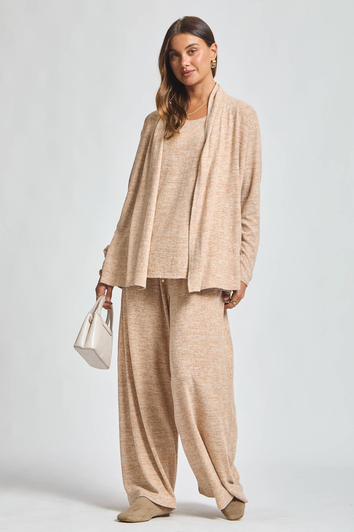 Soft Tank + Cardigan + Relaxed Pants Set