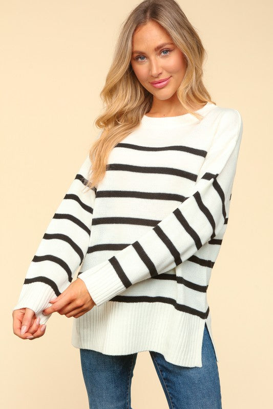 Oversized Pullover Striped Sweater