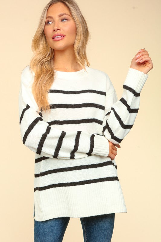 Oversized Pullover Striped Sweater