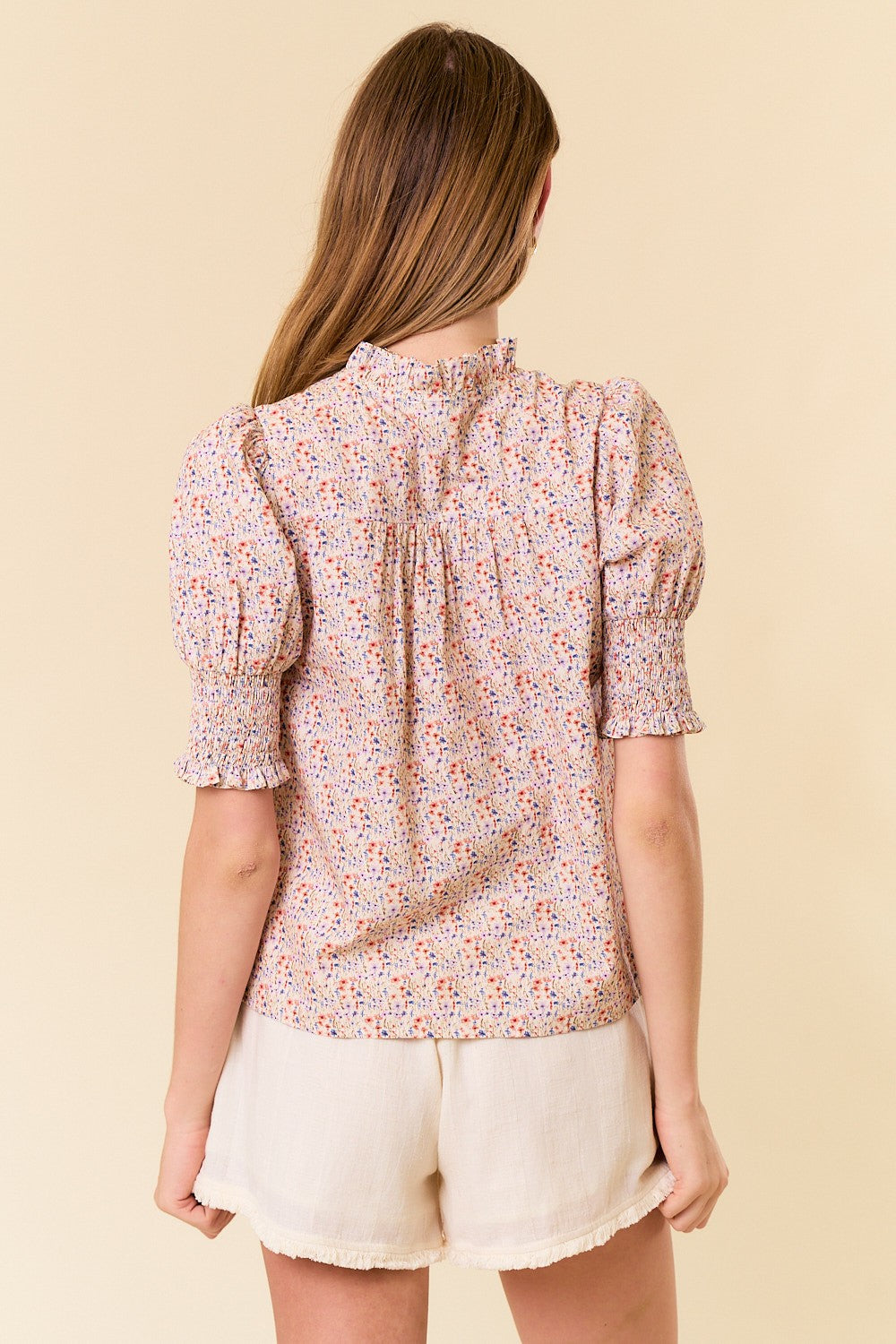 Floral Ruffle Button Down