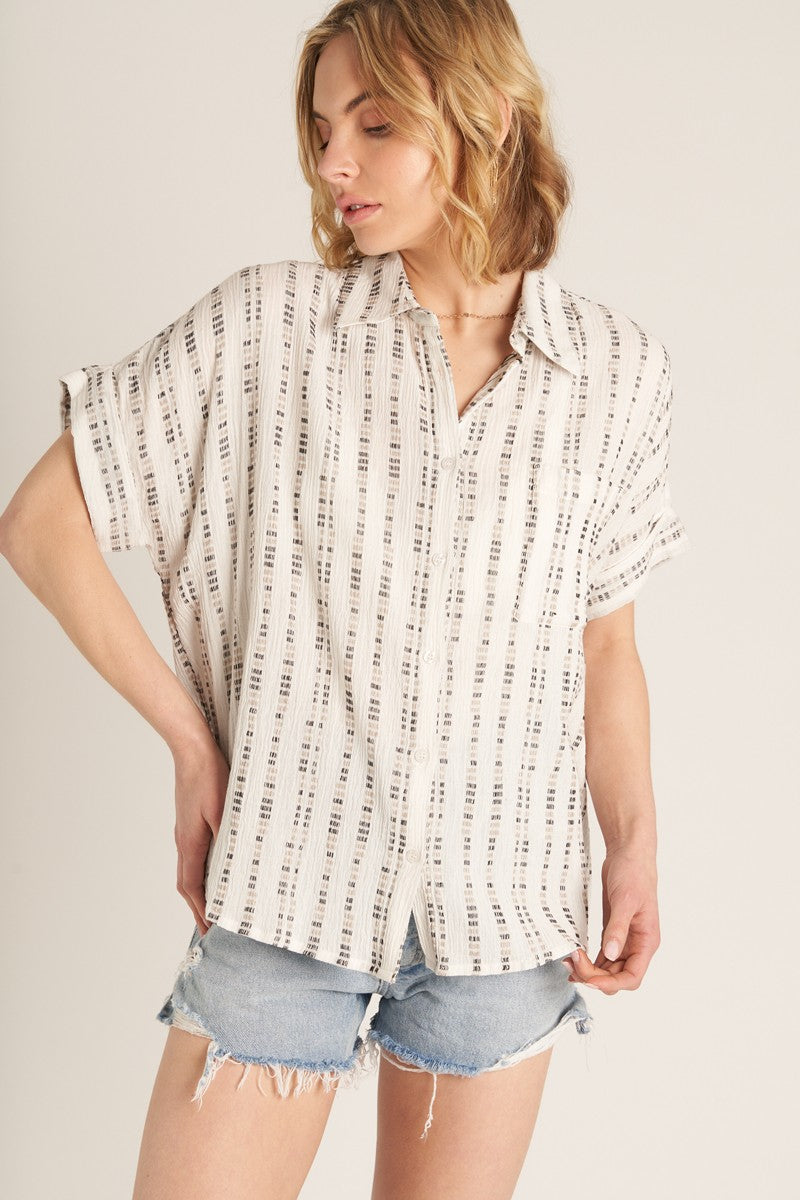 Striped Short Sleeve Button Down