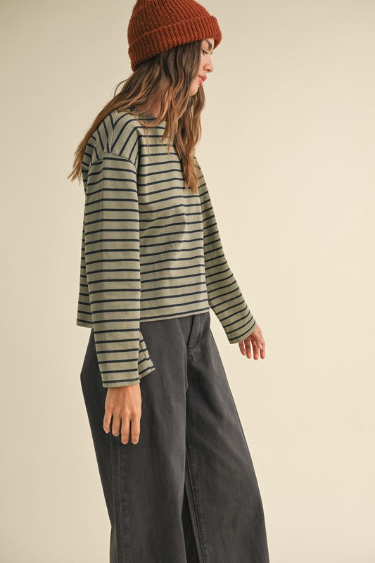 Striped Pattern Long Sleeve Top